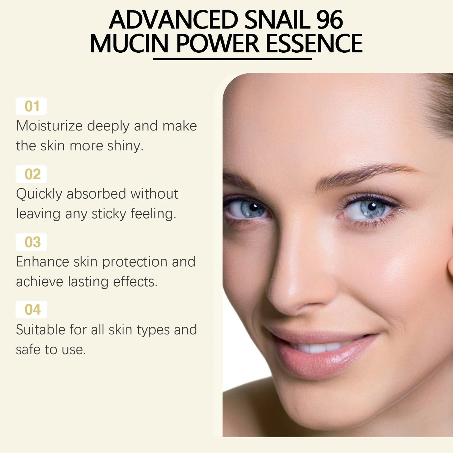 Essence Puissance Mucine d’Escargot 96 – Anti-Rides, Hydratante, Raffermissante et Éclaircissante
