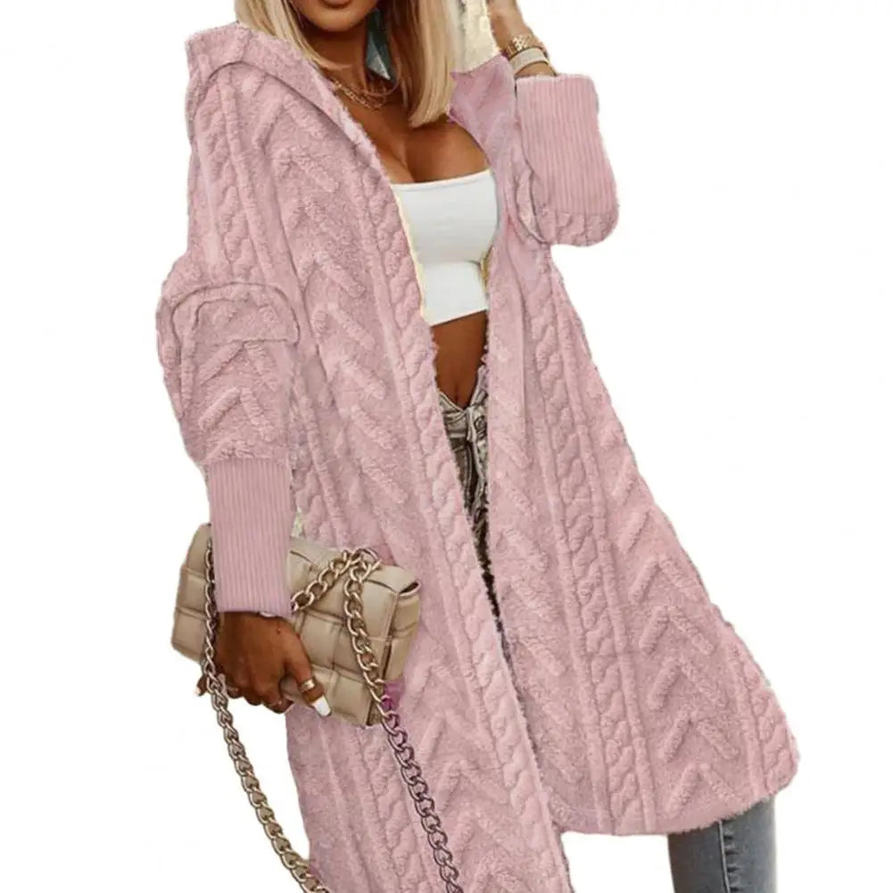Cardigan Long Femme Oversize – Tricot Uni Chic Longueur Genou Automne Hiver | F-laglam.