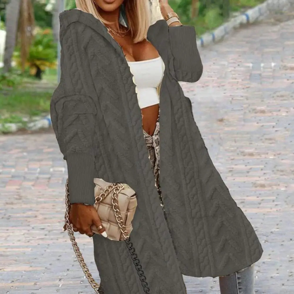 Cardigan Long Femme Oversize – Tricot Uni Chic Longueur Genou Automne Hiver | F-laglam.