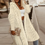 Cardigan Long Femme Oversize – Tricot Uni Chic Longueur Genou Automne Hiver | F-laglam.