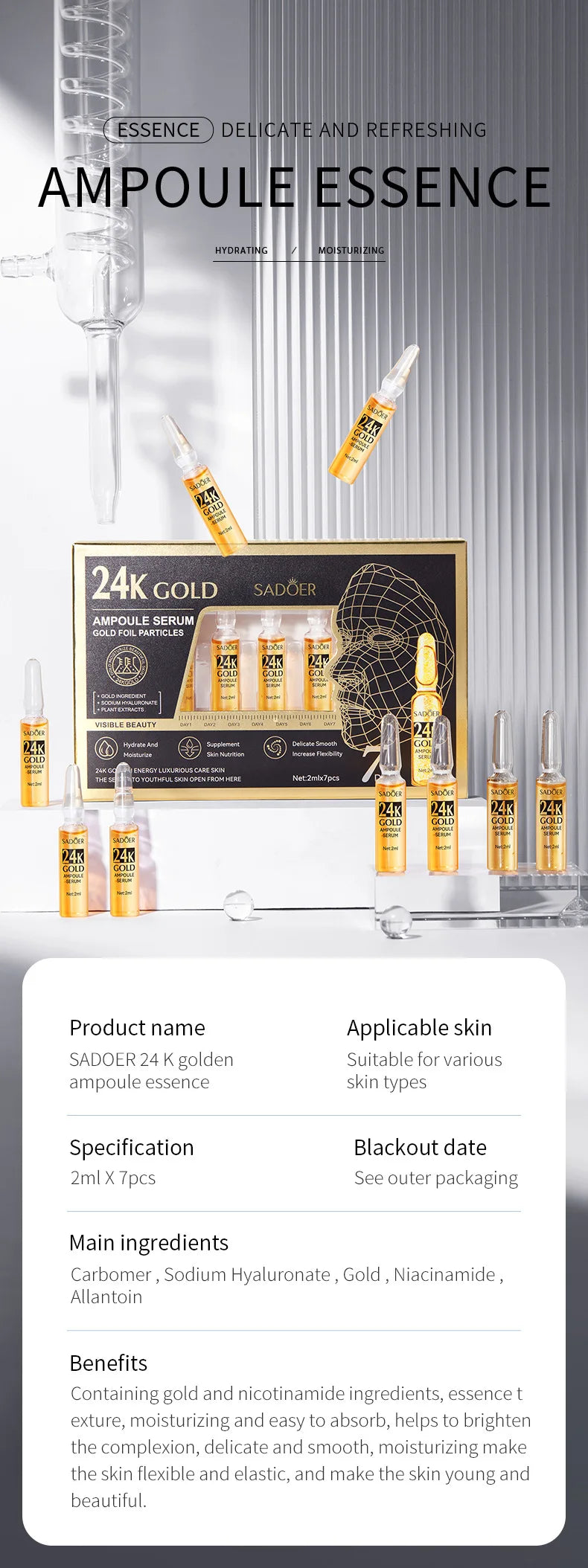 Ampoule Essence | Vitamin C Serum for Face Moisturizing Brightens Skin Repair Smooth Facial Essence Serum Facial Care Skincare