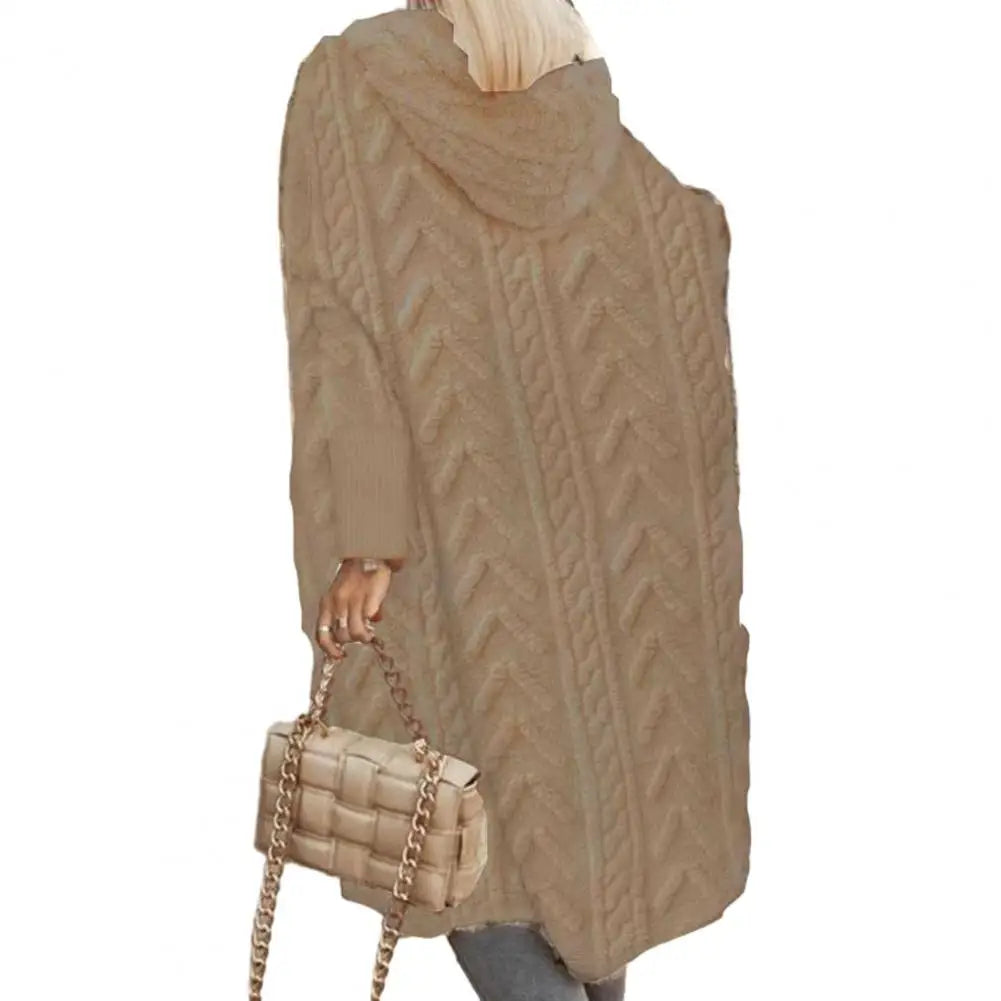 Cardigan Long Femme Oversize – Tricot Uni Chic Longueur Genou Automne Hiver | F-laglam.