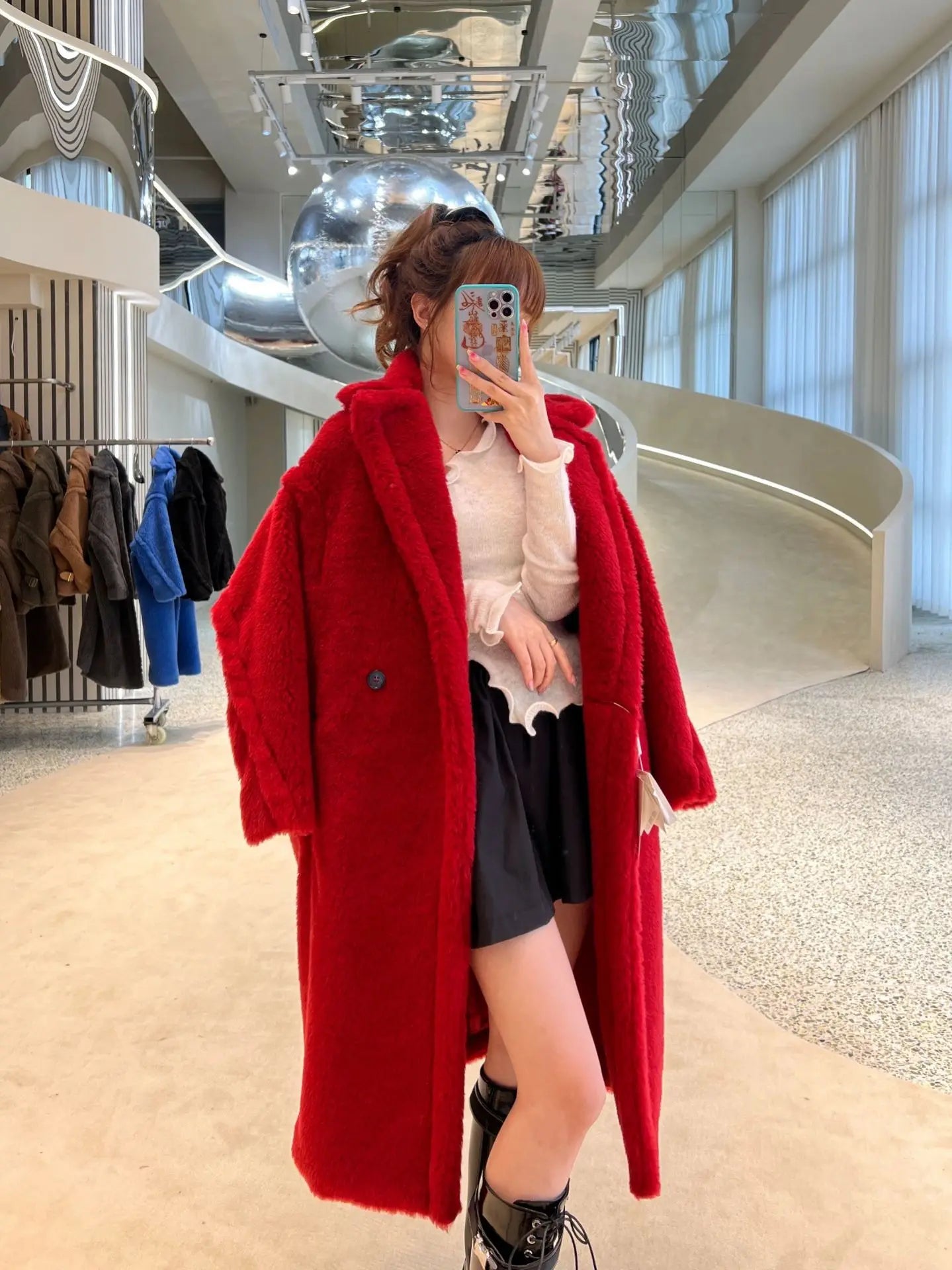 Manteau Teddy Bear Femme – Laine d’Alpaga Oversize, Chaud & Doux, Style Classique Décontracté Hiver