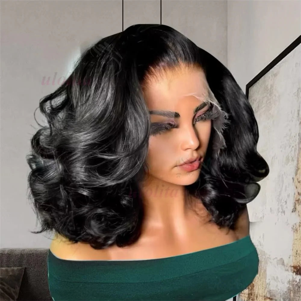 Perruque lace front 13x4 ondulée bouclée – cheveux humains 250% densité sans colle
