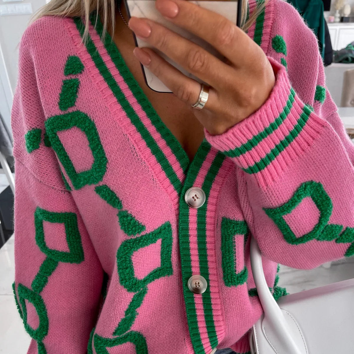 Pull Femme Sweet Heart – Tricot Vintage Loose à Col Rond, Manches Longues