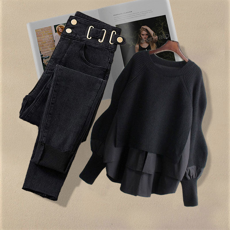Ensemble femme printemps/automne 2024 – haut chemise deux-en-un et jean slim