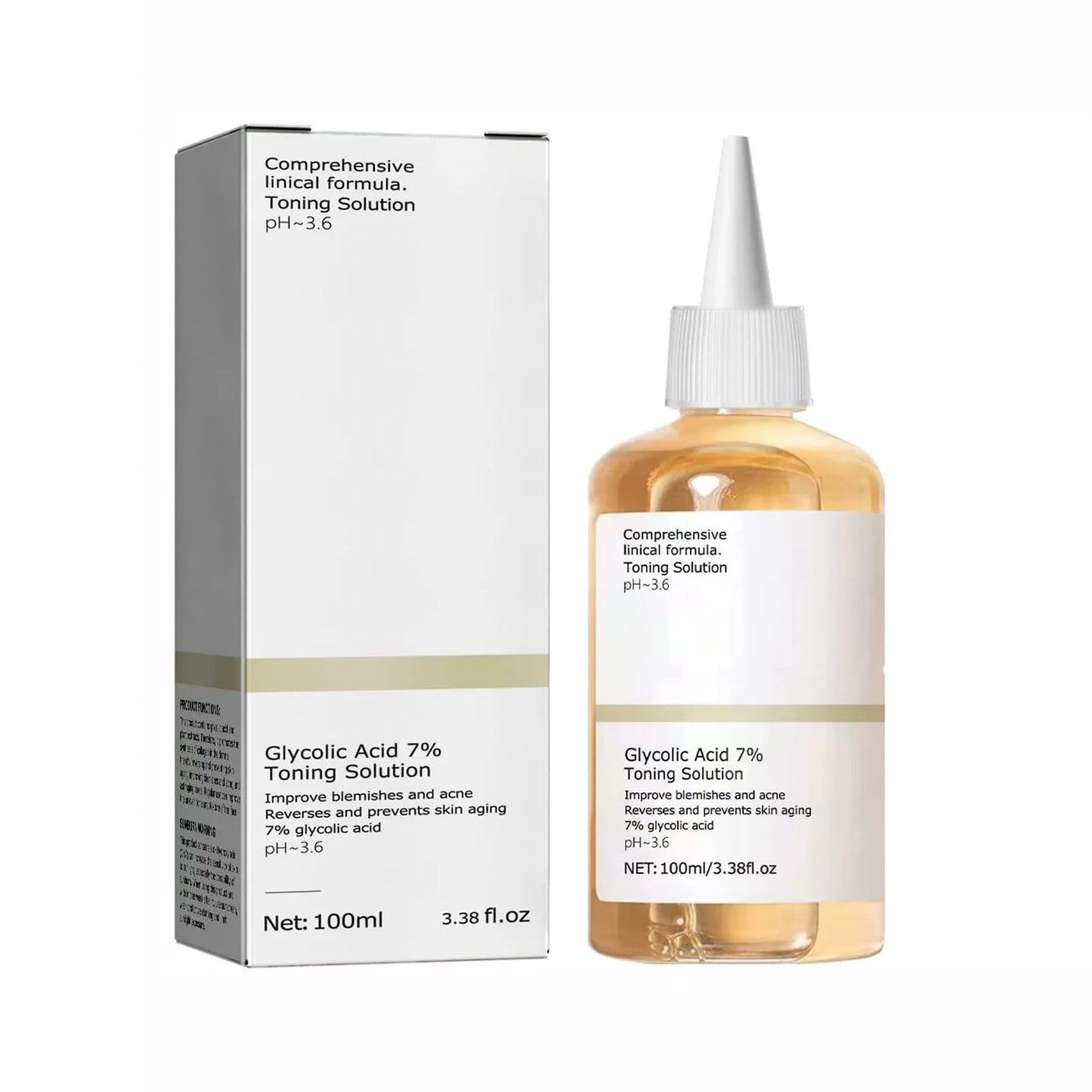 Solution Tonique à l’Acide Glycolique 7% – 100ml, Anti-Acné, Hydratante & Régénérante