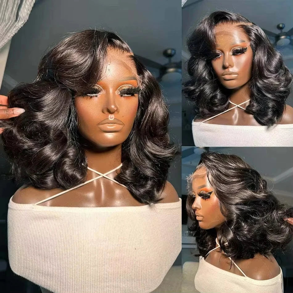 Perruque lace front 13x4 ondulée bouclée – cheveux humains 250% densité sans colle