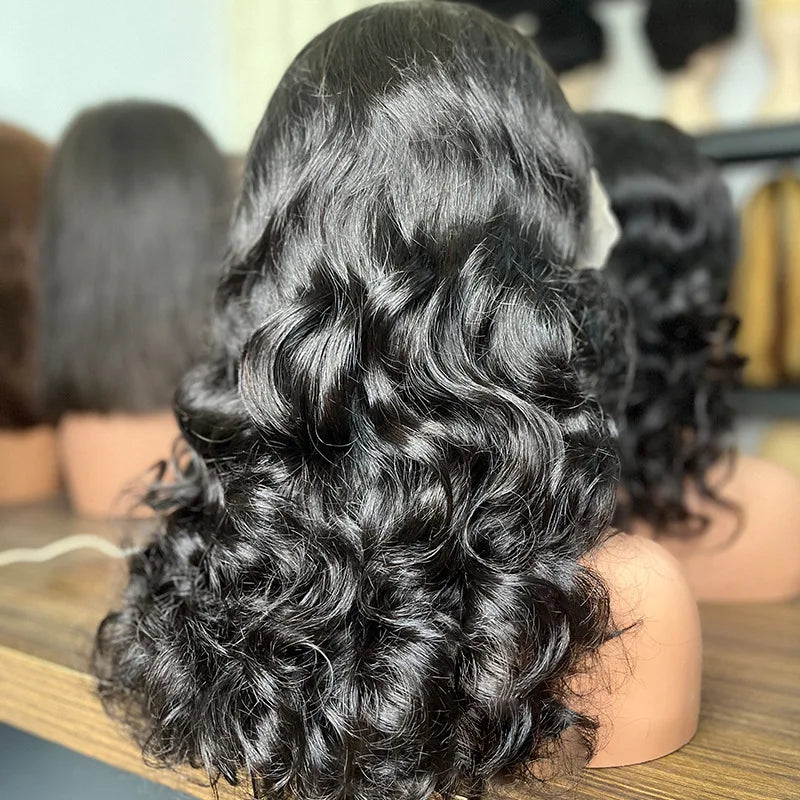 Perruque lace front 13x4 ondulée bouclée – cheveux humains 250% densité sans colle