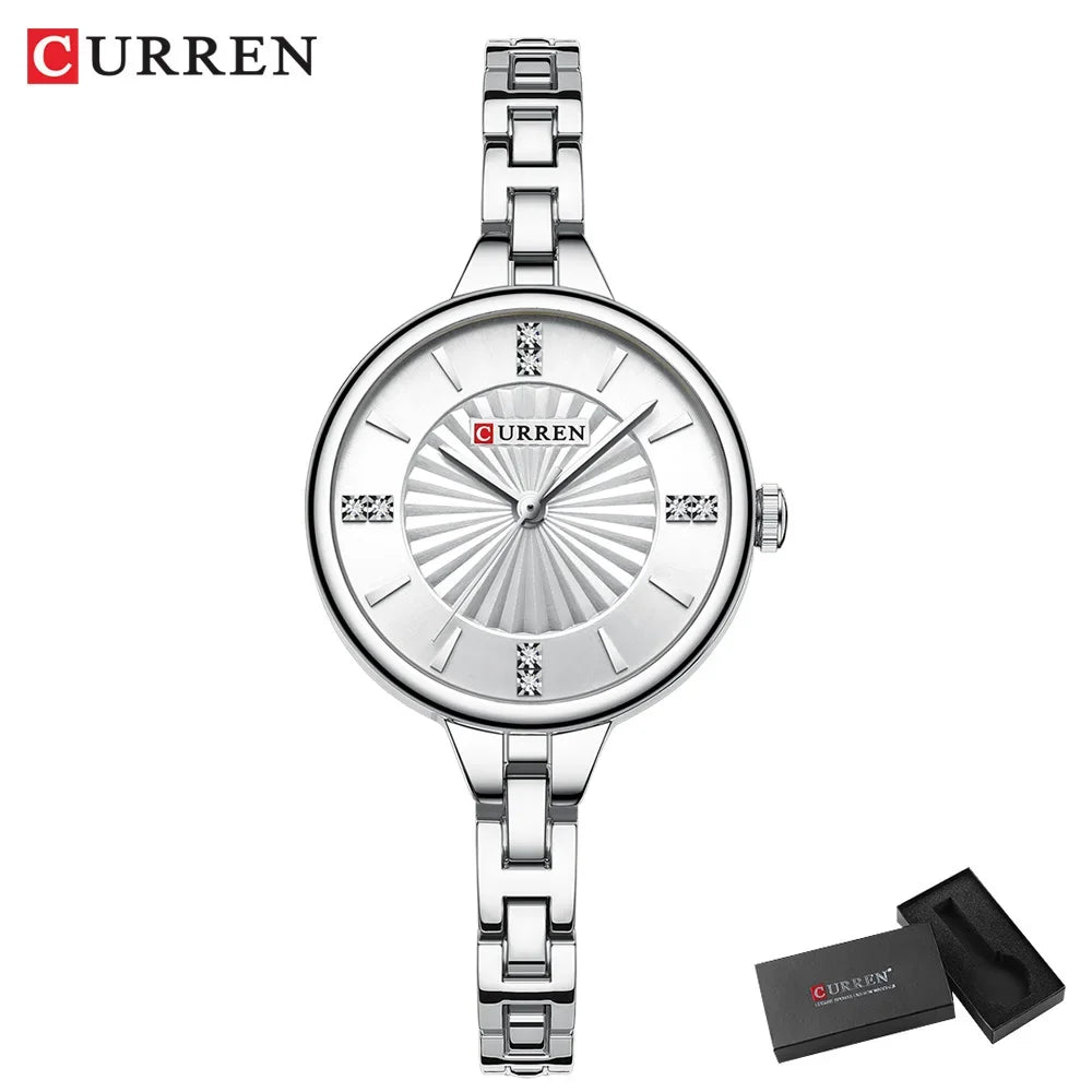 Montre pour femme de la marque CURREN, mouvement à quartz précis, avec bracelet magnétique réglable. Design élégant et sportif, idéale pour un usage quotidien ou pour compléter vos tenues habillées.
