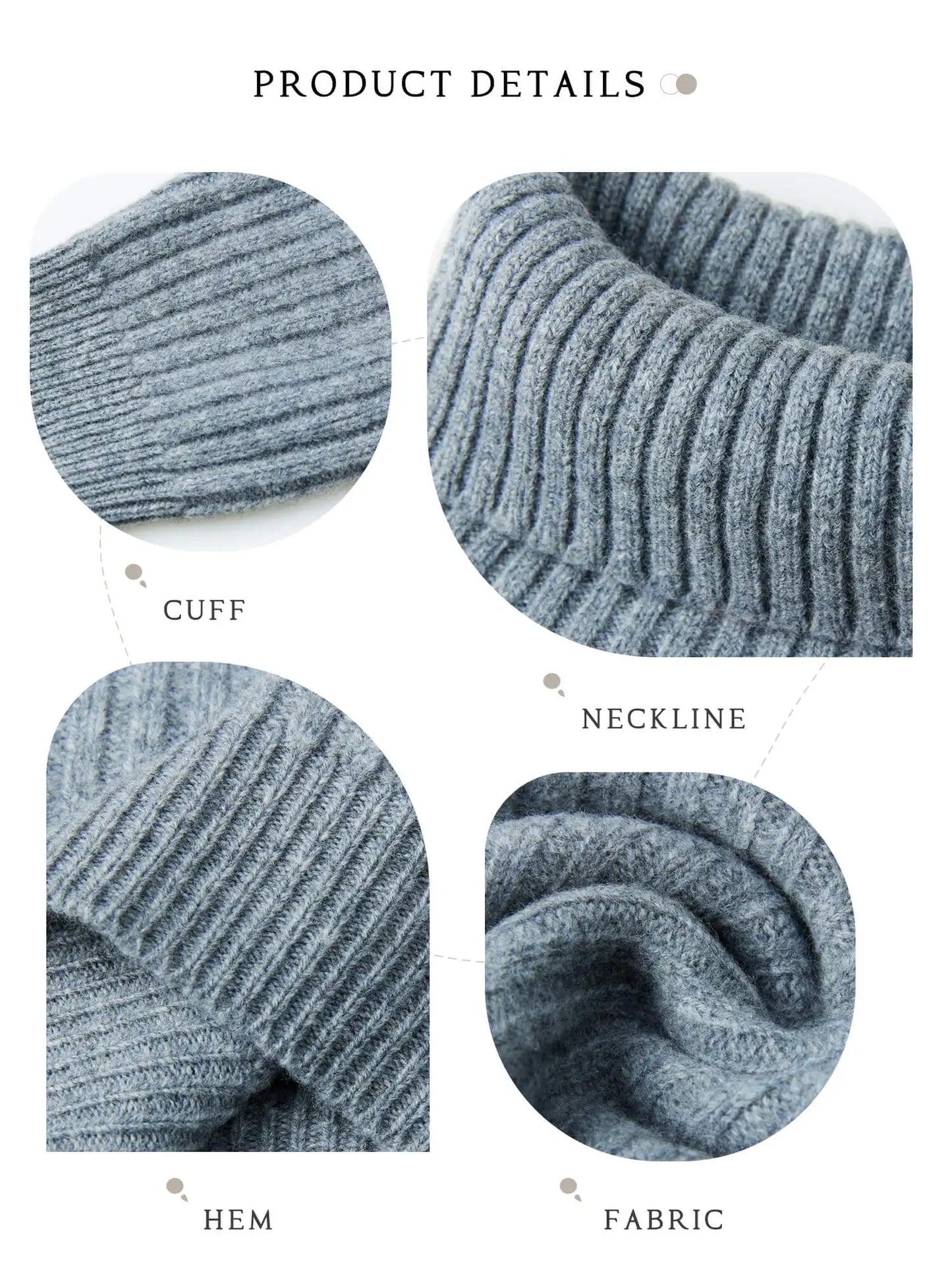 Pull Femme en Laine Mérinos 100 % – Col Roulé Tricoté Cachemire Automne Hiver