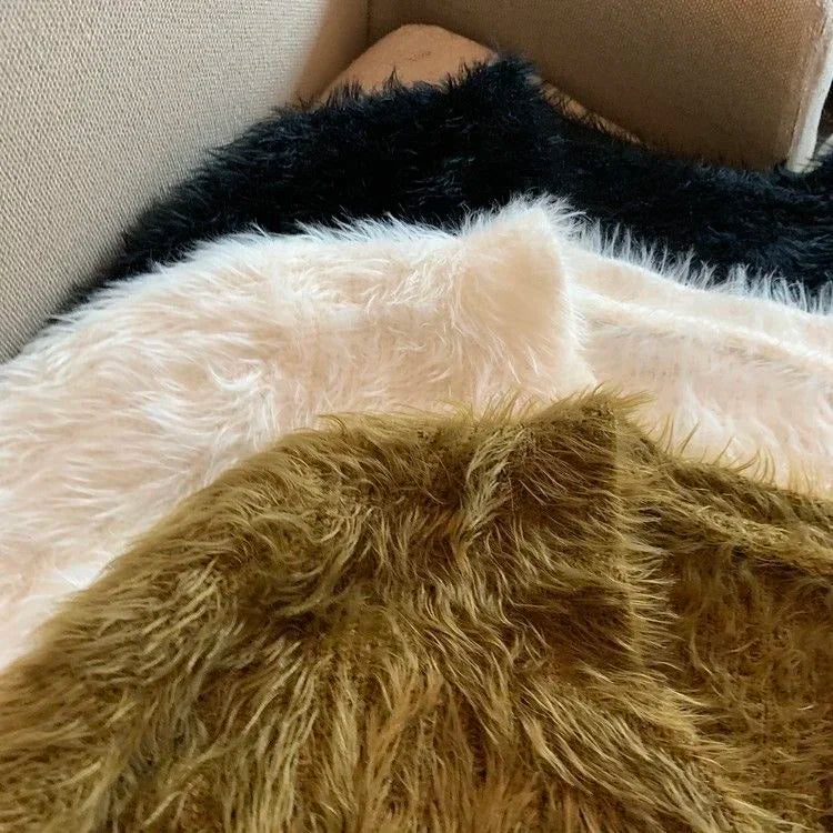 Cardigan Court Femme Y2K – Tricot Élastique en Fausse Fourrure Mink Fluffy, Slim & Sexy Streetwear Printemps Automne | F-laglam.