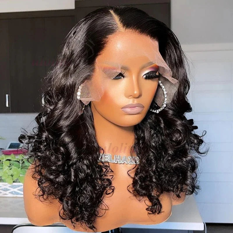 Perruque lace front 13x4 ondulée bouclée – cheveux humains 250% densité sans colle