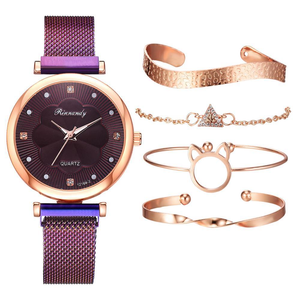 Casual Flower Dial Alloy Mesh Strap Quartz Watch.