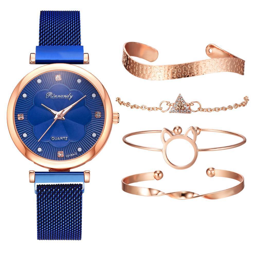 Casual Flower Dial Alloy Mesh Strap Quartz Watch.