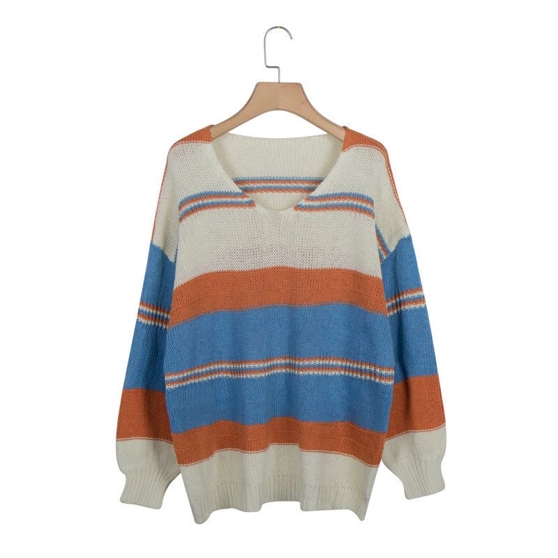 Casual loose solid color printed sweater.