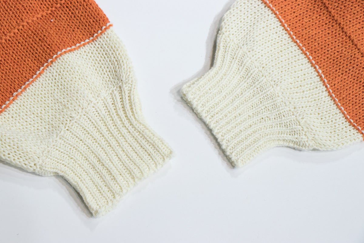 Casual loose solid color printed sweater.