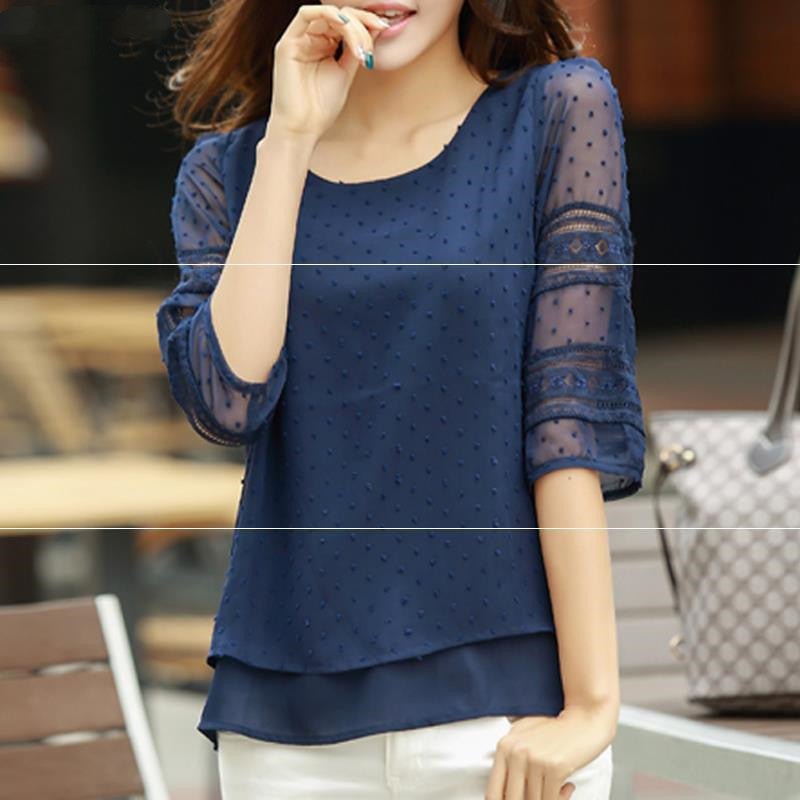 Causal Blusa Chemise Femme Plus.