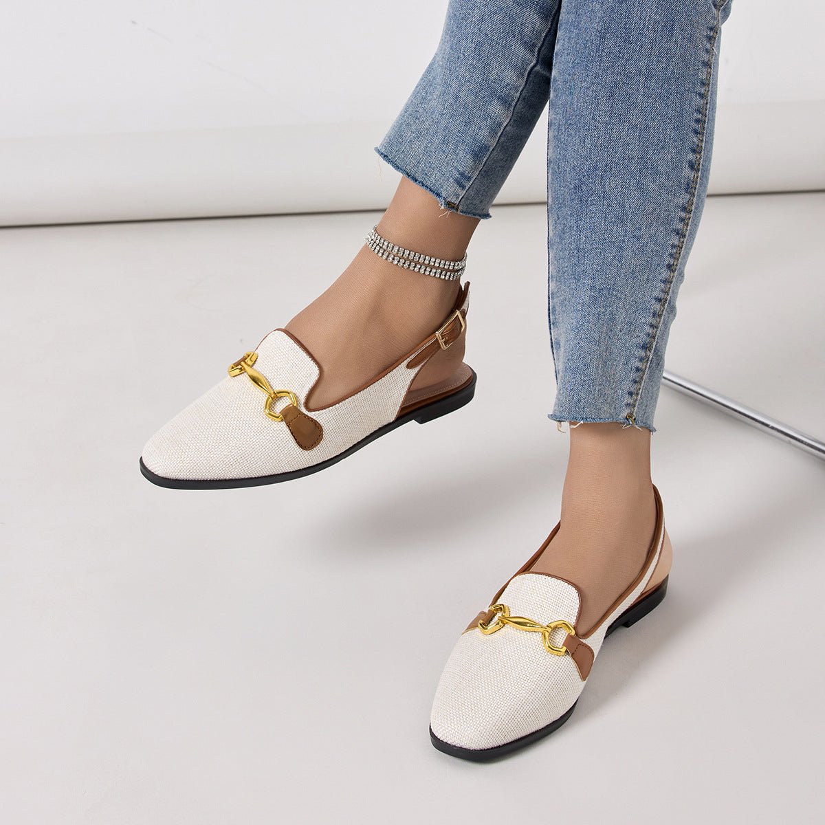Closed Toe Half Slippers Women's Chunky Heel Low Heel Sandals.