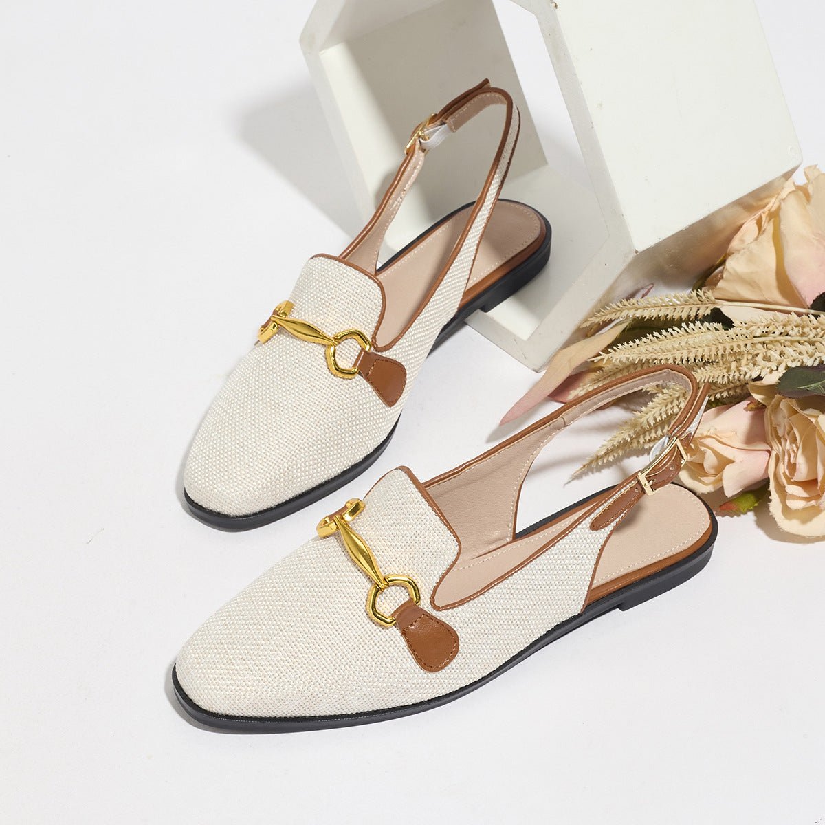 Closed Toe Half Slippers Women's Chunky Heel Low Heel Sandals.