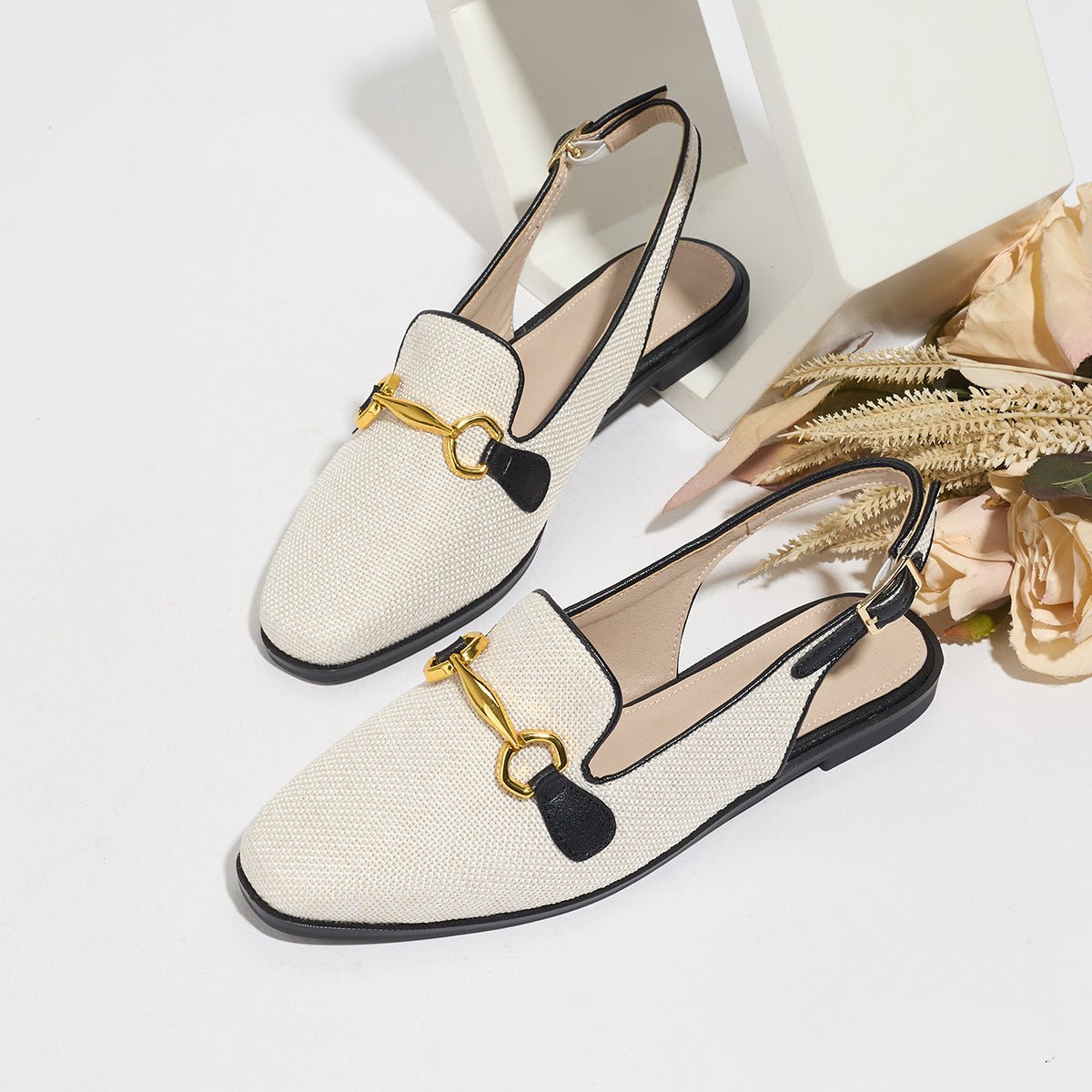 Closed Toe Half Slippers Women's Chunky Heel Low Heel Sandals.