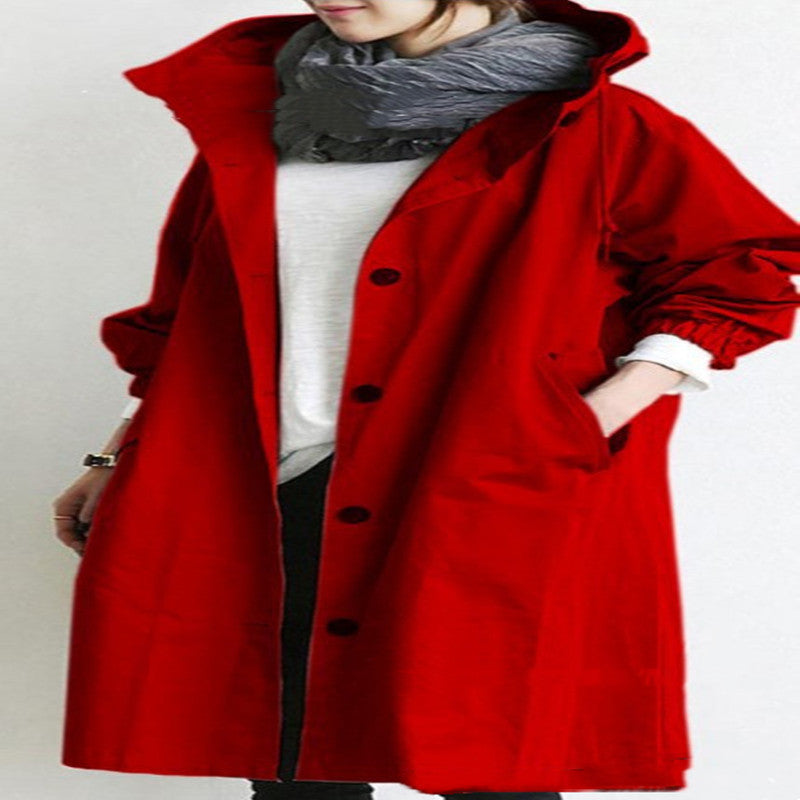 Women Windbreaker Jacket Casual Loose Button Pockets Hooded Quick Dry Windproof Waterproof Clothes For Outdoor Hiking Camping.