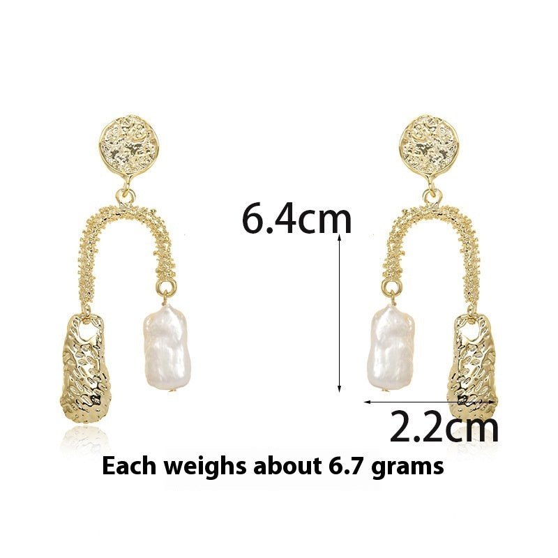 European And American Ins Cold Style Natural Baroque Pearl Earrings Women's Elegant U-shaped.