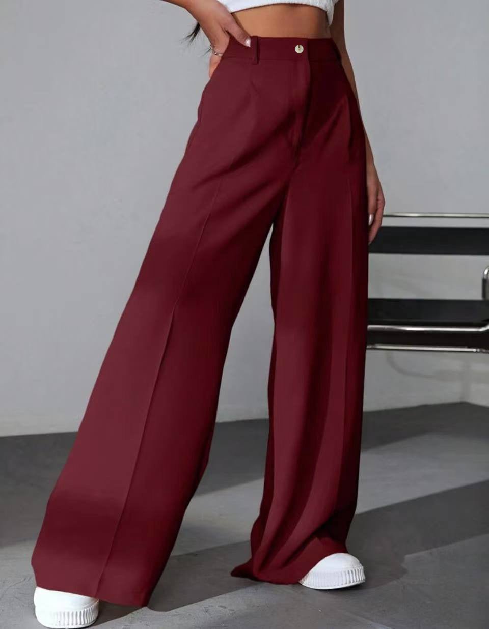 European And American New Women's Trousers Solid Color Casual Straight Pants.
