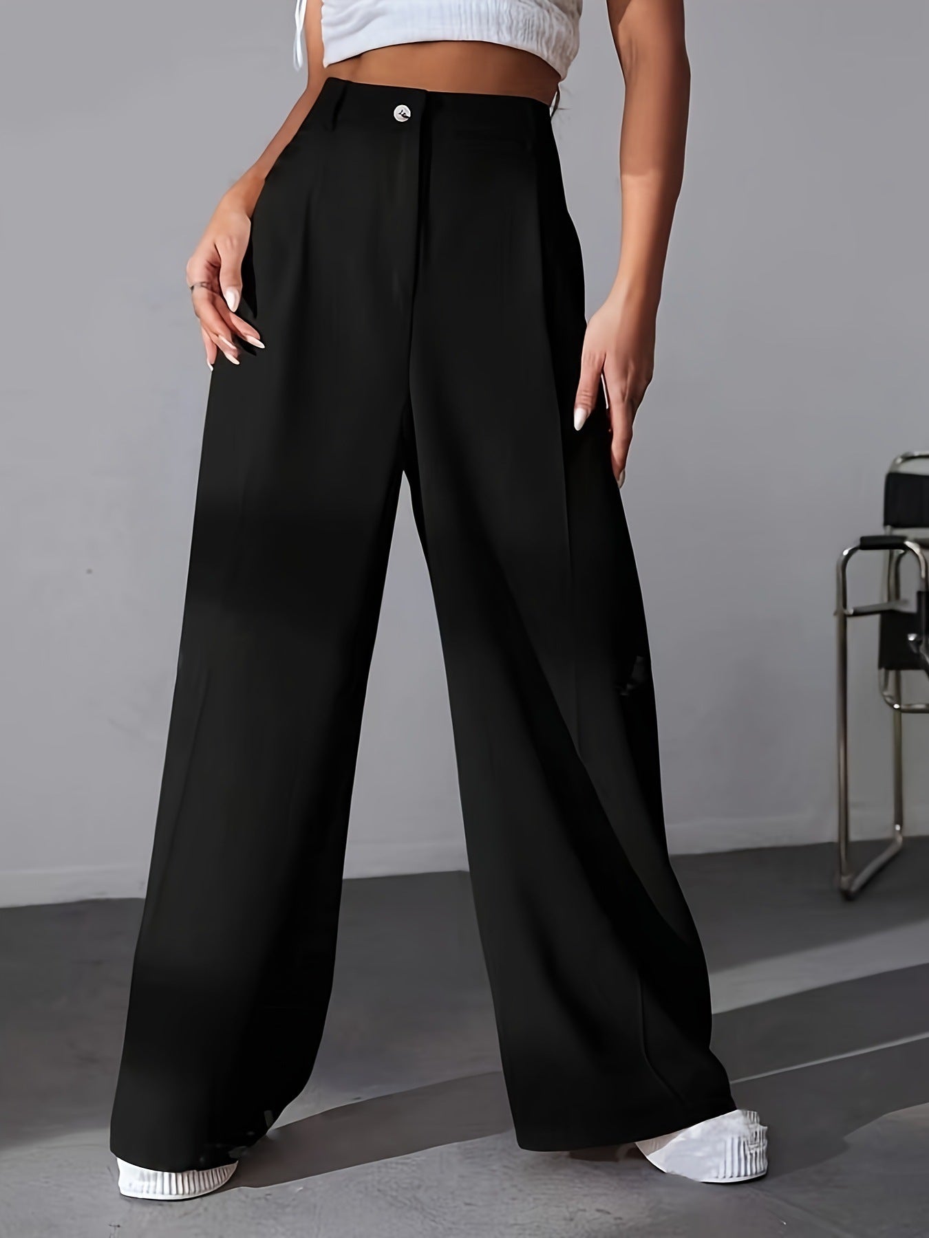 European And American New Women's Trousers Solid Color Casual Straight Pants.
