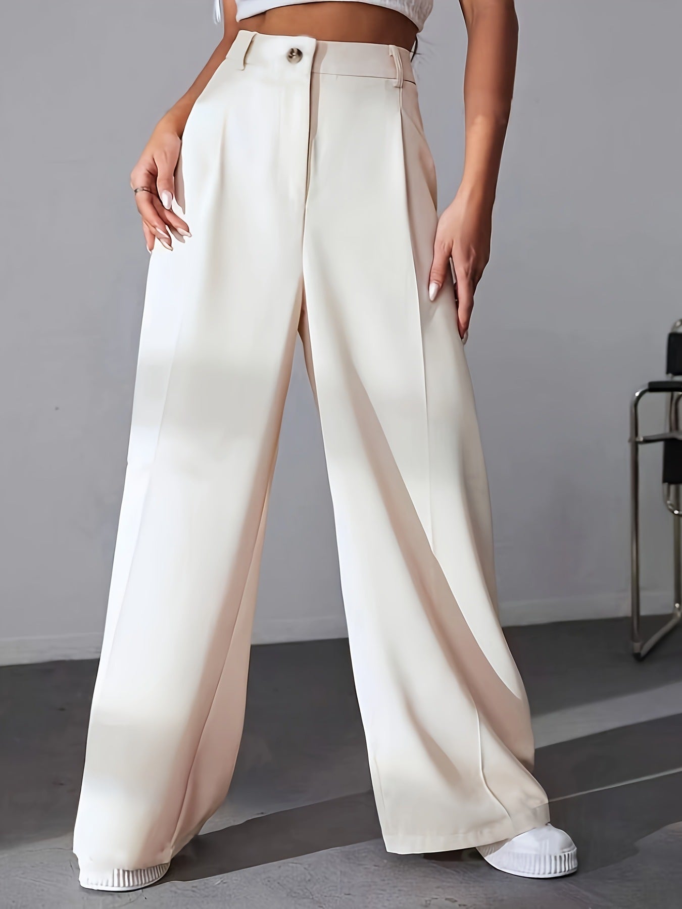 European And American New Women's Trousers Solid Color Casual Straight Pants.