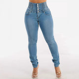 European And American Stretch Slimming Jeans Women's Button.
