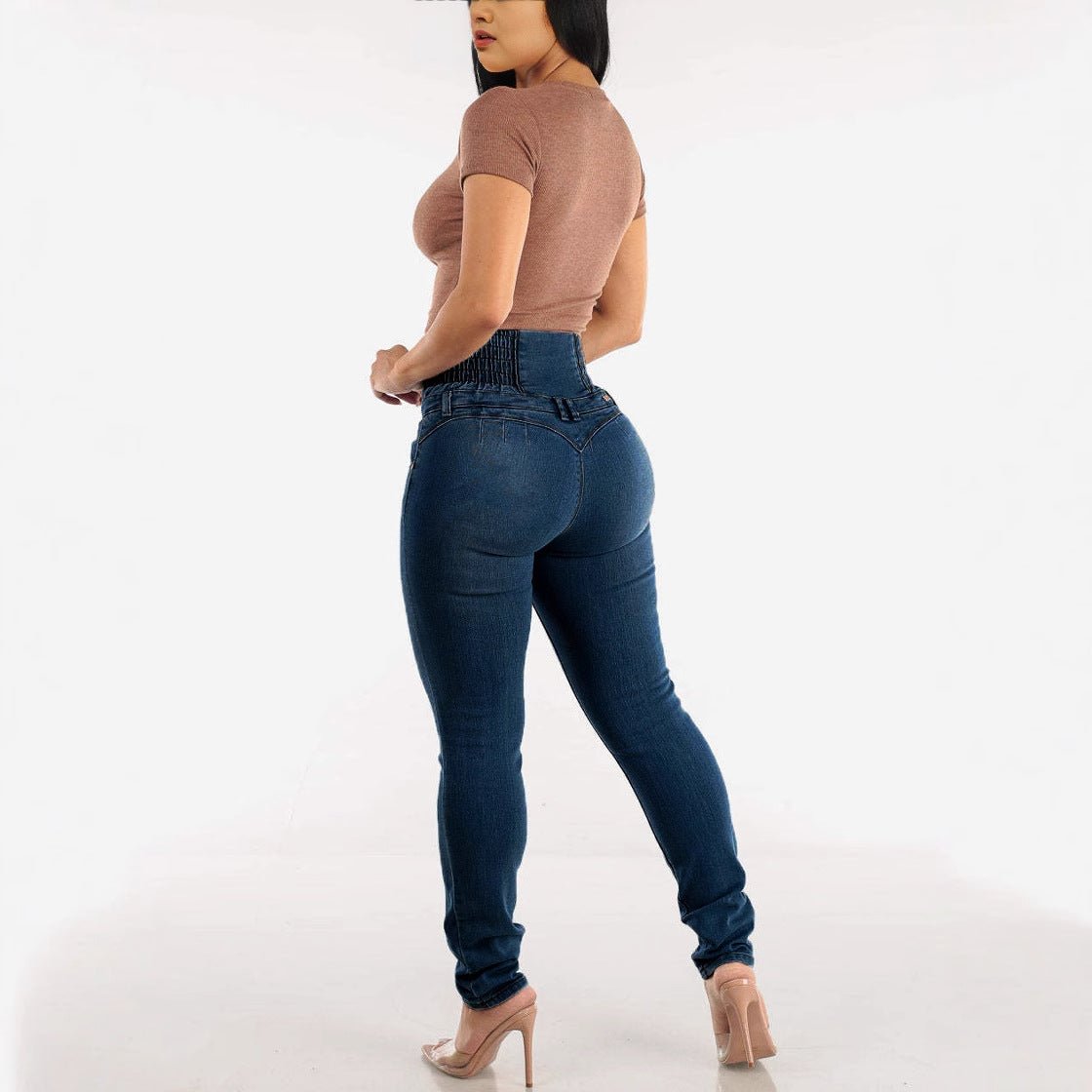 European And American Stretch Slimming Jeans Women's Button.
