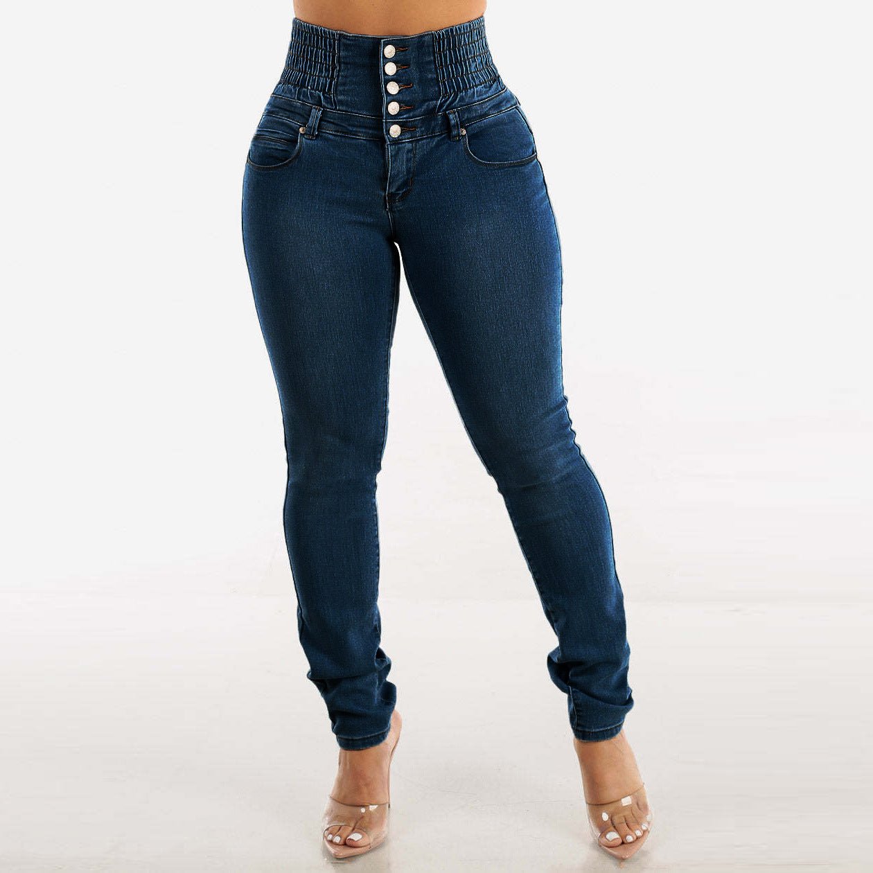 European And American Stretch Slimming Jeans Women's Button.