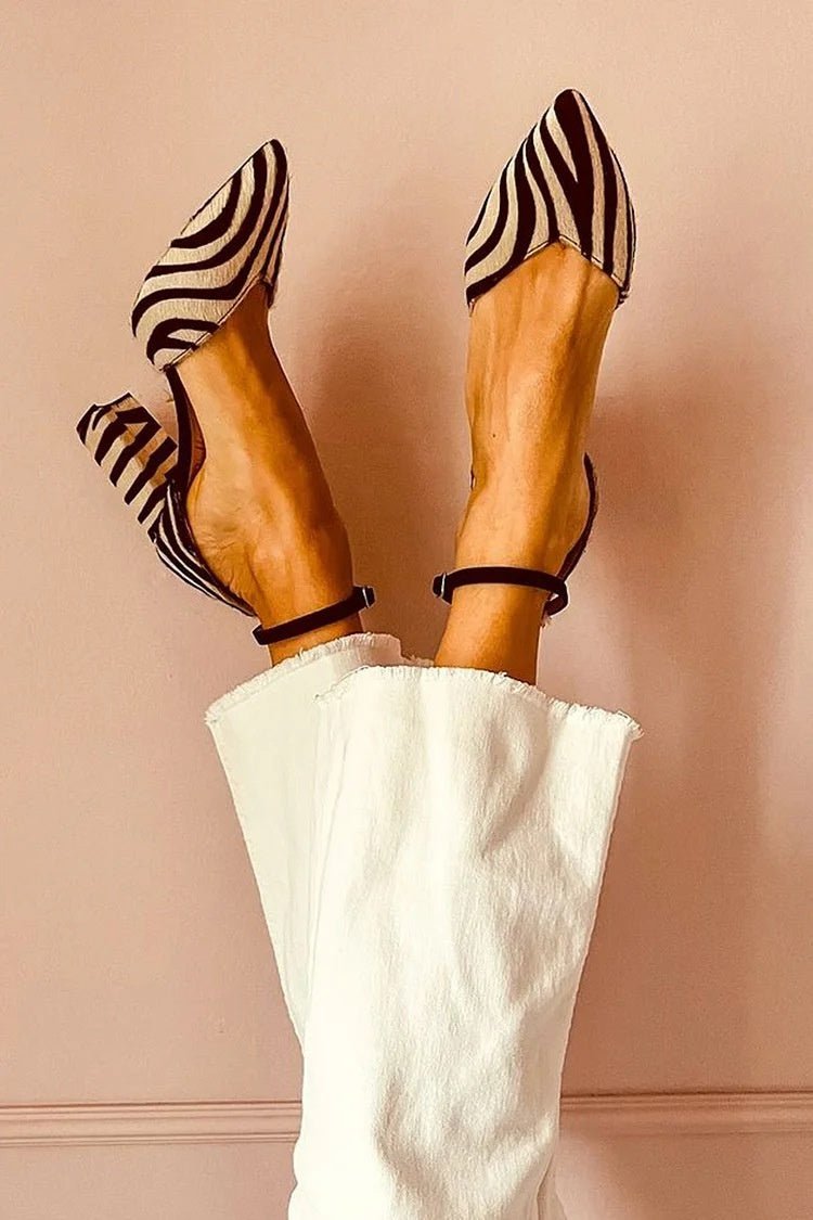 Fashion High Heel Pointed Zebra Hollow Women's Sandals.