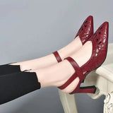 Fashion High Heel Sandals Pointed Toe Soft Leather Hollow High Heels.