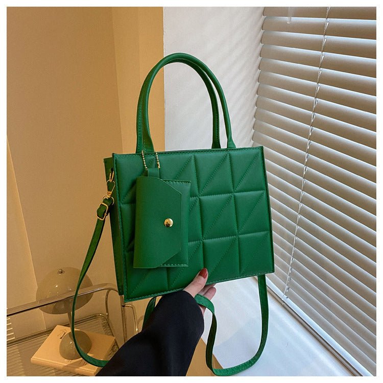 Fashion Plaid Shoulder With Small Wallet Simple Elegant Portable Square Tots Women's Handbag.