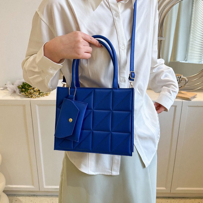 Fashion Plaid Shoulder With Small Wallet Simple Elegant Portable Square Tots Women's Handbag.