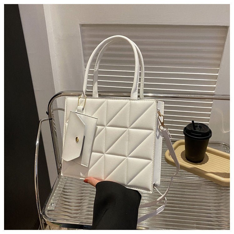 Fashion Plaid Shoulder With Small Wallet Simple Elegant Portable Square Tots Women's Handbag.