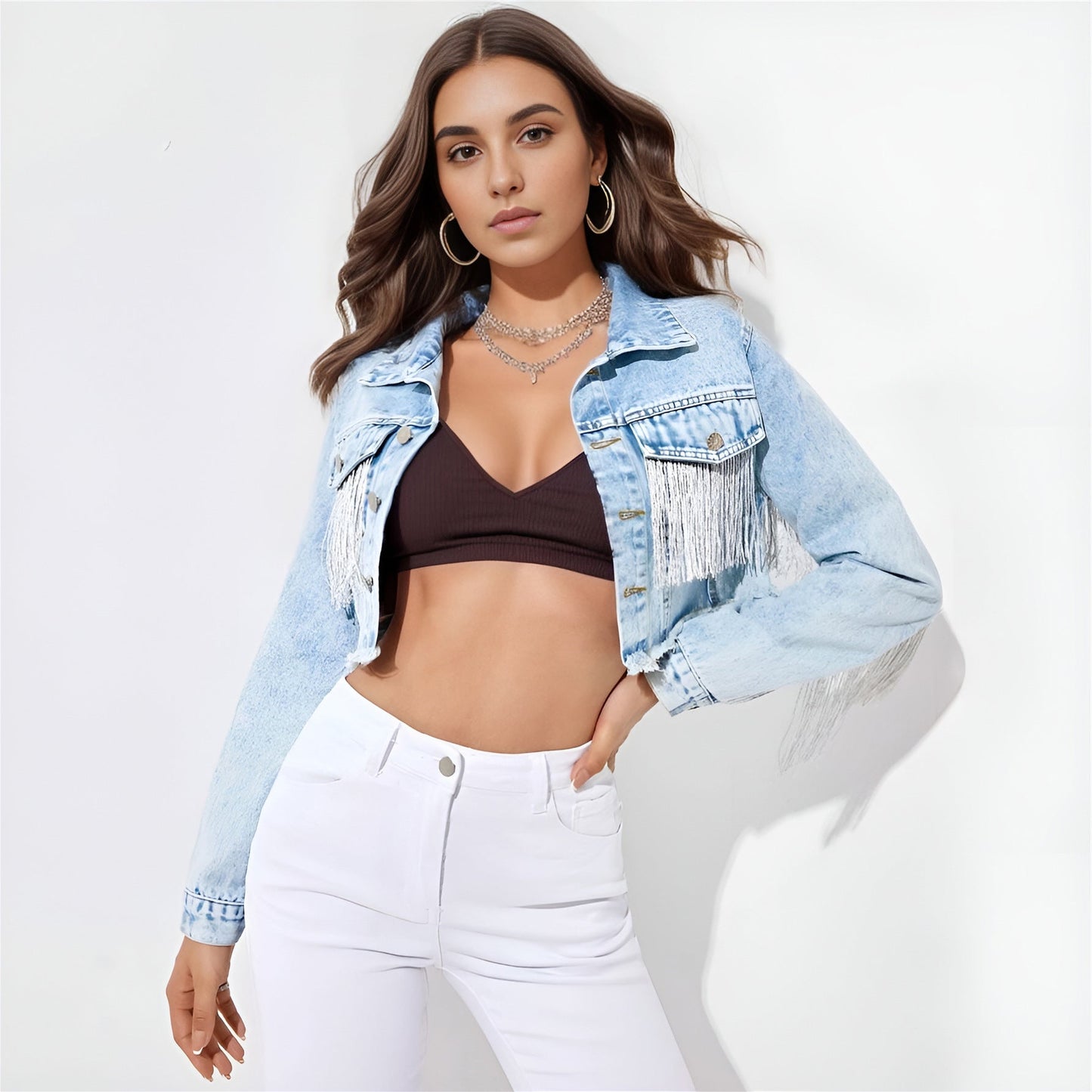 Fashion Tassel Stitching Do The Old Cowboy Jacket For Women.
