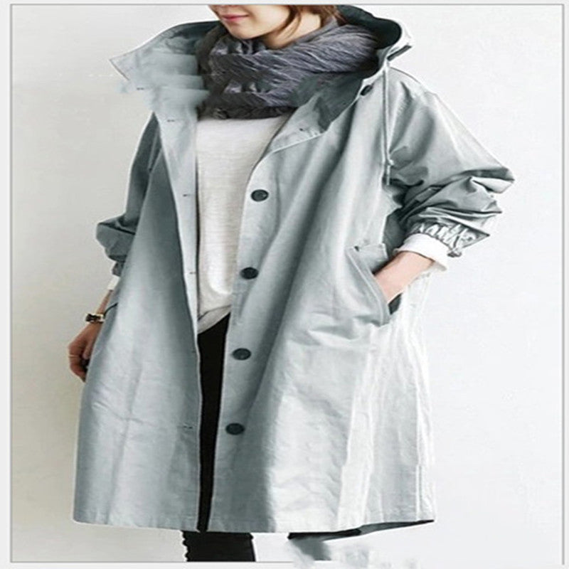 Women Windbreaker Jacket Casual Loose Button Pockets Hooded Quick Dry Windproof Waterproof Clothes For Outdoor Hiking Camping.