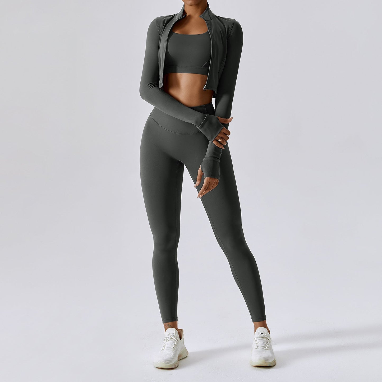 Fitness Clothing Shockproof High Waist Yoga Clothing Three Piece Set.