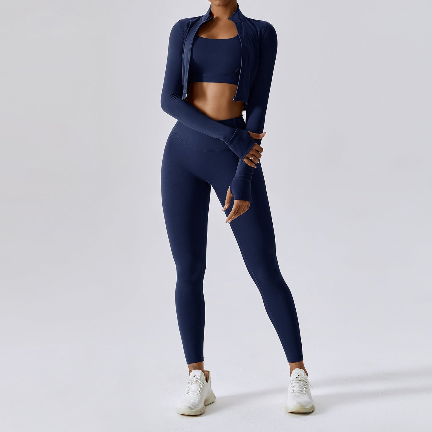 Fitness Clothing Shockproof High Waist Yoga Clothing Three Piece Set.
