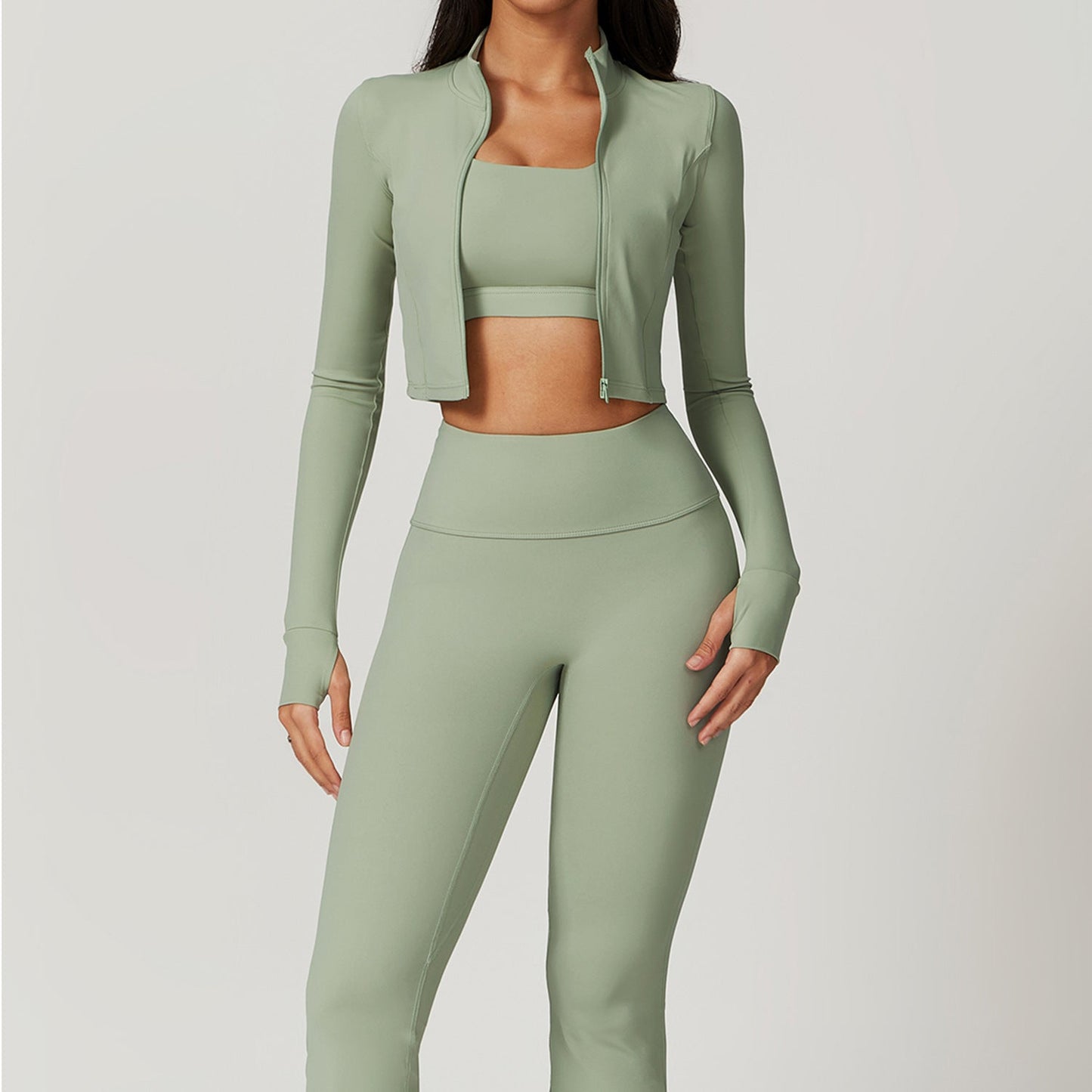 Fitness Clothing Shockproof High Waist Yoga Clothing Three Piece Set.