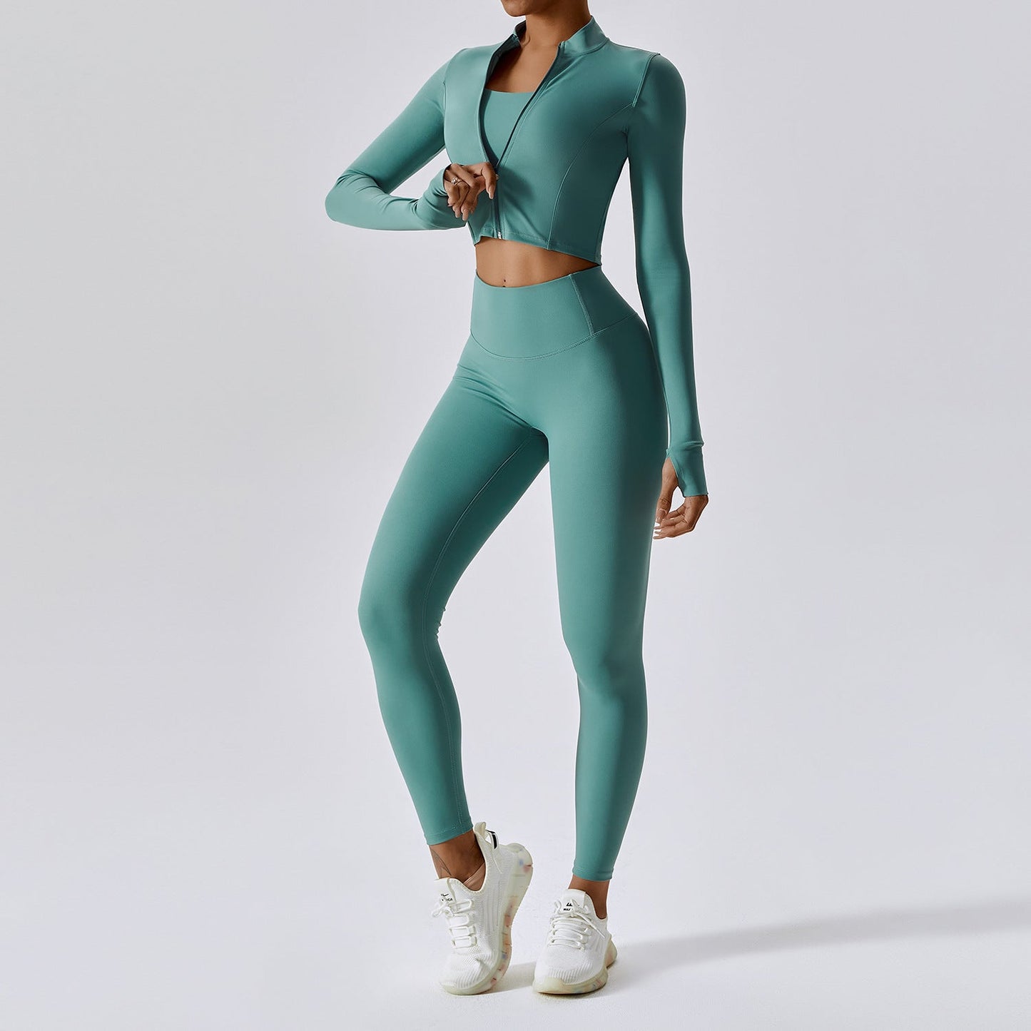 Fitness Clothing Shockproof High Waist Yoga Clothing Three Piece Set.