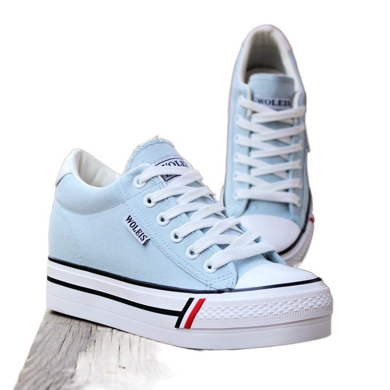 Height Increasing Insole Canvas Shoes White Shoes For Students.