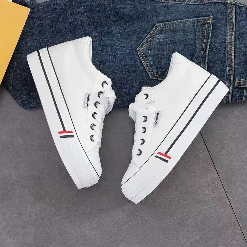 Height Increasing Insole Canvas Shoes White Shoes For Students.