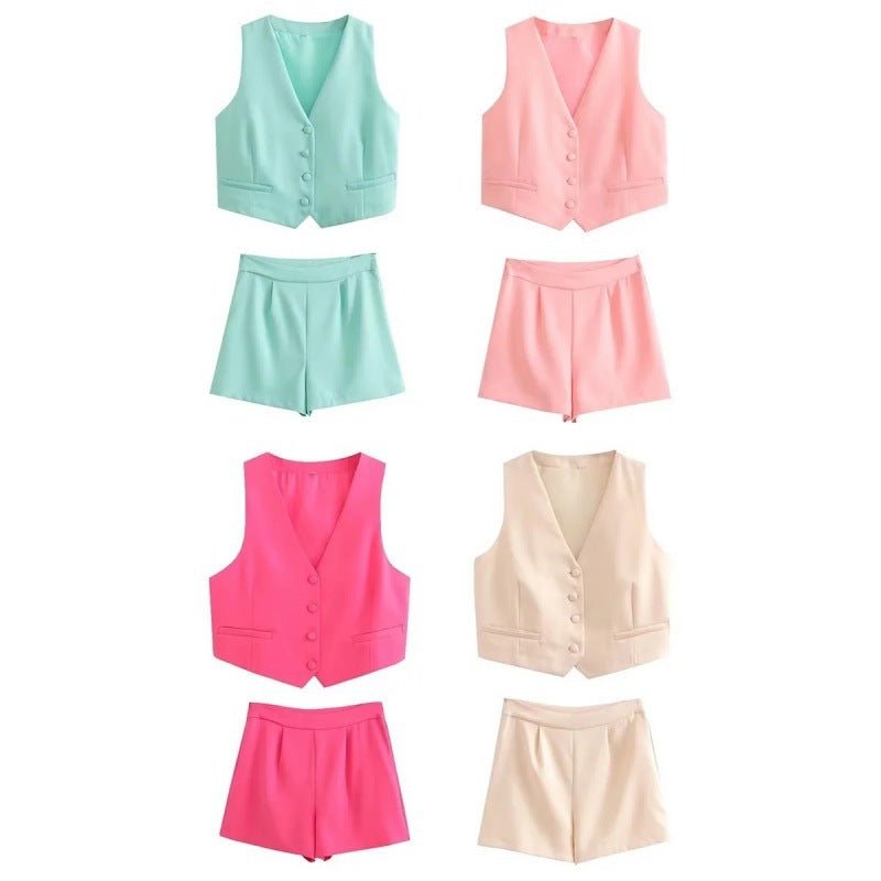 High Waist Casual Pants Shorts Suit Women.