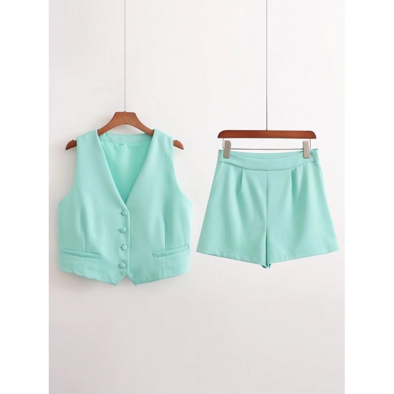 High Waist Casual Pants Shorts Suit Women.