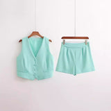 High Waist Casual Pants Shorts Suit Women.