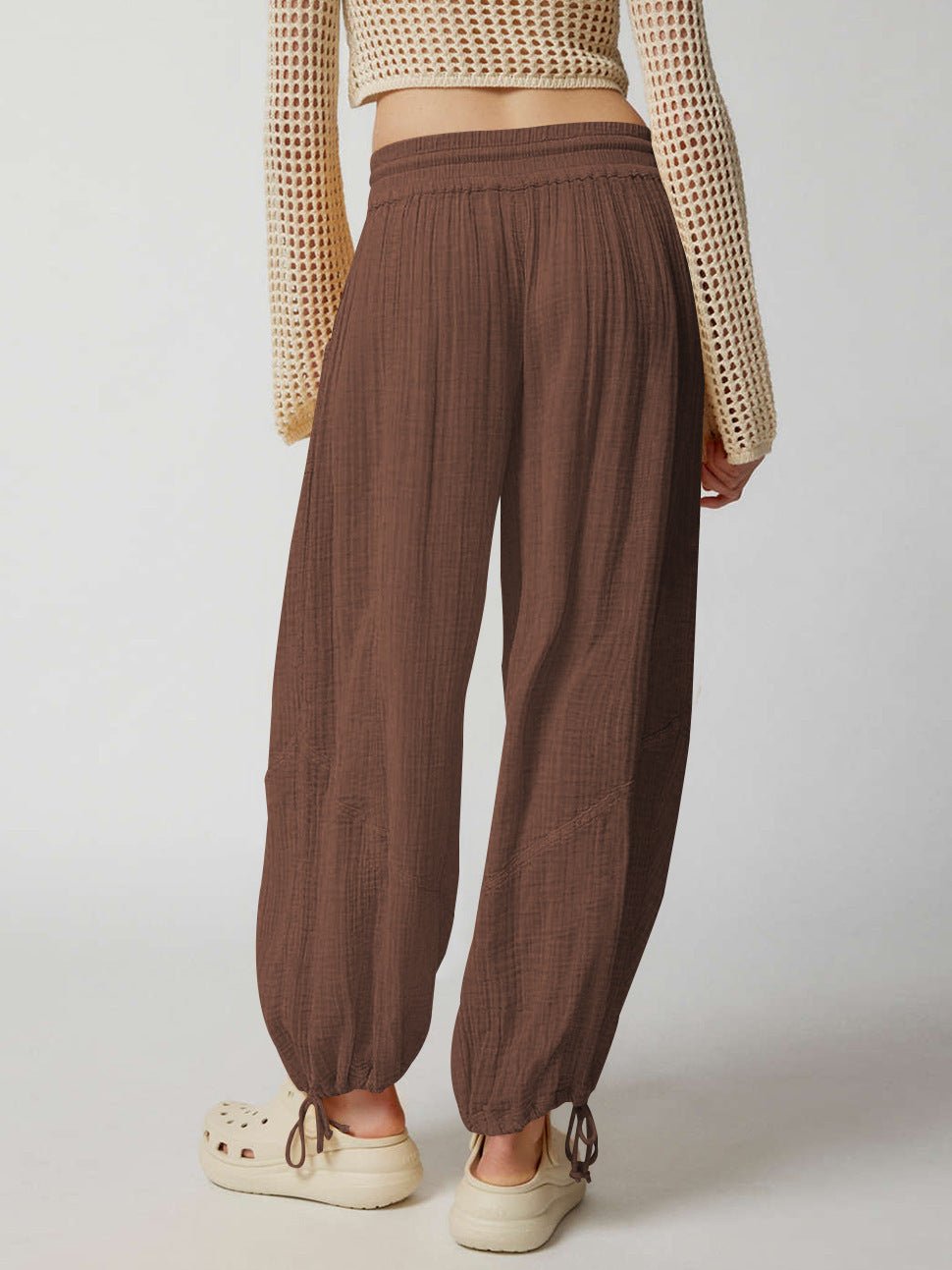 Loose Wide Leg Pants Women Drawstring Leggings Trousers.